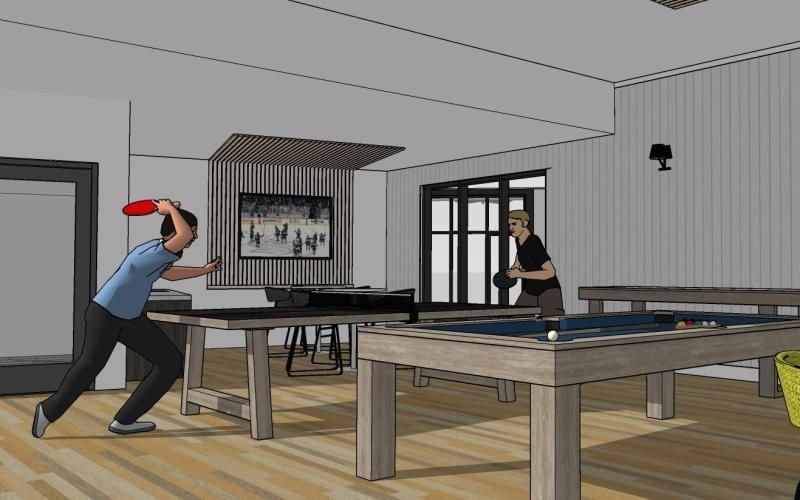 a rendering of people playing ping pong