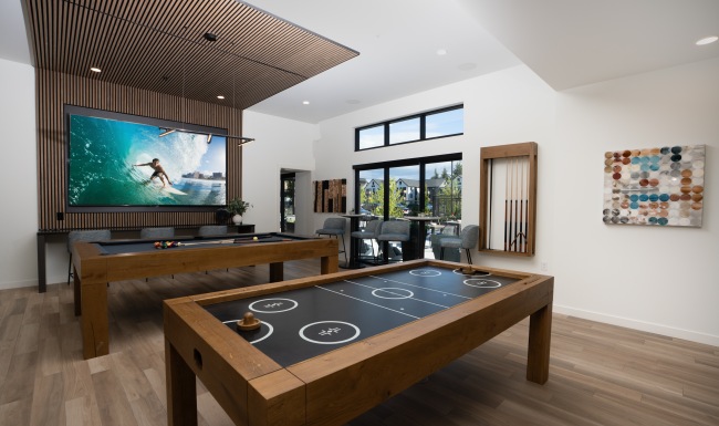 Game room lounge with game tables